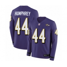 Men's Baltimore Ravens #44 Marlon Humphrey Limited Purple Therma Long Sleeve Football Jersey