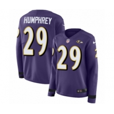 Women's Nike Baltimore Ravens #29 Marlon Humphrey Limited Purple Therma Long Sleeve NFL Jersey