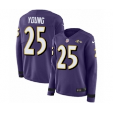 Women's Nike Baltimore Ravens #25 Tavon Young Limited Purple Therma Long Sleeve NFL Jersey