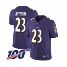 Men's Baltimore Ravens #23 Tony Jefferson Purple Team Color Vapor Untouchable Limited Player 100th Season Football Jersey