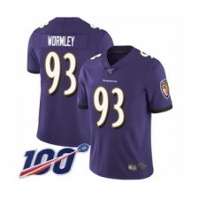 Men's Baltimore Ravens #93 Chris Wormley Purple Team Color Vapor Untouchable Limited Player 100th Season Football Jersey