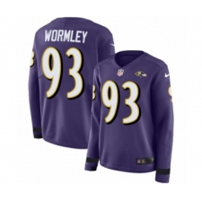 Women's Nike Baltimore Ravens #93 Chris Wormley Limited Purple Therma Long Sleeve NFL Jersey