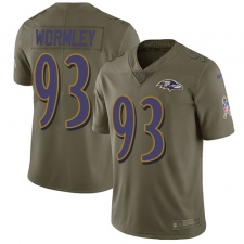 Youth Nike Baltimore Ravens #93 Chris Wormley Limited Olive 2017 Salute to Service NFL Jersey