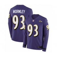 Youth Nike Baltimore Ravens #93 Chris Wormley Limited Purple Therma Long Sleeve NFL Jersey