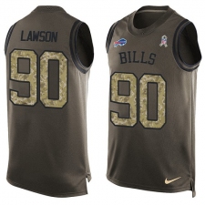 Men's Nike Buffalo Bills #90 Shaq Lawson Limited Green Salute to Service Tank Top NFL Jersey