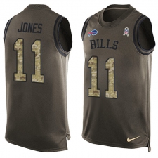 Men's Nike Buffalo Bills #11 Zay Jones Limited Green Salute to Service Tank Top NFL Jersey