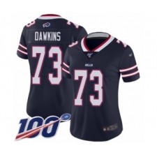 Women's Buffalo Bills #73 Dion Dawkins Limited Navy Blue Inverted Legend 100th Season Football Jersey
