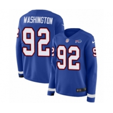 Women's Nike Buffalo Bills #92 Adolphus Washington Limited Royal Blue Therma Long Sleeve NFL Jersey