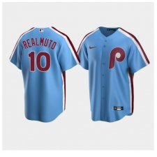 Men Philadelphia Phillies #10 J.T. Realmuto Light Blue  Cooperstown Collection Road