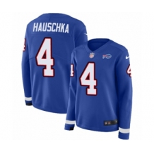 Women's Nike Buffalo Bills #4 Stephen Hauschka Limited Royal Blue Therma Long Sleeve NFL Jersey