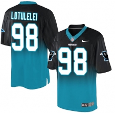 Men's Nike Carolina Panthers #98 Star Lotulelei Elite Black/Blue Fadeaway NFL Jersey