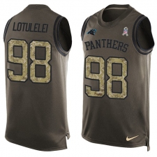 Men's Nike Carolina Panthers #98 Star Lotulelei Limited Green Salute to Service Tank Top NFL Jersey