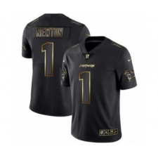 Men Carolina Panthers #1 Cam Newton Black Golden Edition 2019 Vapor Untouchable Limited Jersey