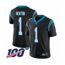 Men's Carolina Panthers #1 Cam Newton Black Team Color Vapor Untouchable Limited Player 100th Season Football Jersey