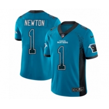Men's Nike Carolina Panthers #1 Cam Newton Limited Blue Rush Drift Fashion NFL Jersey
