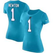 NFL Women's Nike Carolina Panthers #1 Cam Newton Blue Rush Pride Name & Number T-Shirt