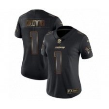Women's Carolina Panthers #1 Cam Newton Black Gold Vapor Untouchable Limited Football Jersey
