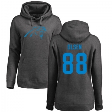 NFL Women's Nike Carolina Panthers #88 Greg Olsen Ash One Color Pullover Hoodie