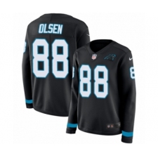 Women's Nike Carolina Panthers #88 Greg Olsen Limited Black Therma Long Sleeve NFL Jersey