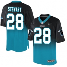 Men's Nike Carolina Panthers #28 Jonathan Stewart Elite Black/Blue Fadeaway NFL Jersey