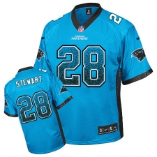 Men's Nike Carolina Panthers #28 Jonathan Stewart Elite Blue Drift Fashion NFL Jersey