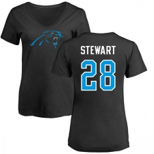NFL Women's Nike Carolina Panthers #28 Jonathan Stewart Black Name & Number Logo Slim Fit T-Shirt