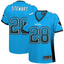 Women's Nike Carolina Panthers #28 Jonathan Stewart Elite Blue Drift Fashion NFL Jersey
