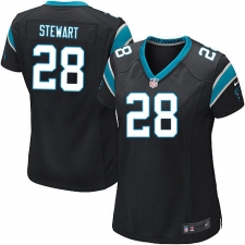 Women's Nike Carolina Panthers #28 Jonathan Stewart Game Black Team Color NFL Jersey