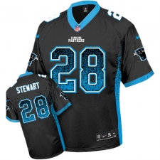 Youth Nike Carolina Panthers #28 Jonathan Stewart Elite Black Drift Fashion NFL Jersey