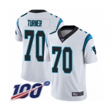 Men's Carolina Panthers #70 Trai Turner White Vapor Untouchable Limited Player 100th Season Football Jersey