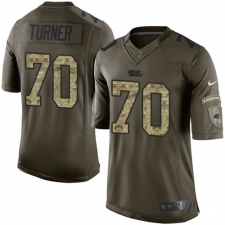 Youth Nike Carolina Panthers #70 Trai Turner Elite Green Salute to Service NFL Jersey