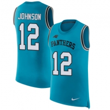 Men's Nike Carolina Panthers #12 Charles Johnson Limited Blue Rush Player Name & Number Tank Top NFL Jersey