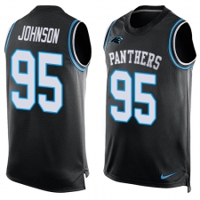 Men's Nike Carolina Panthers #95 Charles Johnson Limited Black Player Name & Number Tank Top NFL Jersey