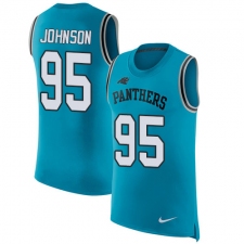 Men's Nike Carolina Panthers #95 Charles Johnson Limited Blue Rush Player Name & Number Tank Top NFL Jersey