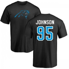NFL Nike Carolina Panthers #95 Charles Johnson Black Name & Number Logo T-Shirt