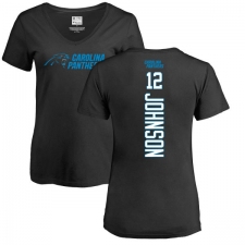NFL Women's Nike Carolina Panthers #12 Charles Johnson Black Backer T-Shirt