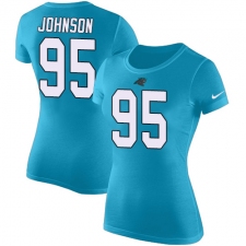NFL Women's Nike Carolina Panthers #95 Charles Johnson Blue Rush Pride Name & Number T-Shirt