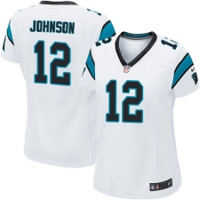 Women's Nike Carolina Panthers #12 Charles Johnson Game White NFL Jersey