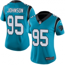 Women's Nike Carolina Panthers #95 Charles Johnson Limited Blue Rush Vapor Untouchable NFL Jersey