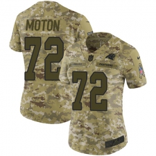 Women's Nike Carolina Panthers #72 Taylor Moton Limited Camo 2018 Salute to Service NFL Jersey