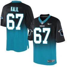 Men's Nike Carolina Panthers #67 Ryan Kalil Elite Black/Blue Fadeaway NFL Jersey