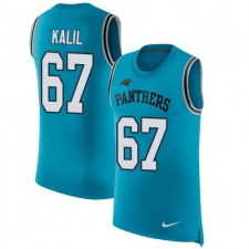 Men's Nike Carolina Panthers #67 Ryan Kalil Limited Blue Rush Player Name & Number Tank Top NFL Jersey