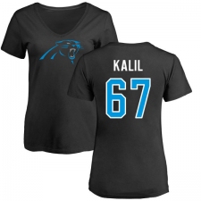 NFL Women's Nike Carolina Panthers #67 Ryan Kalil Black Name & Number Logo Slim Fit T-Shirt