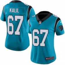 Women's Nike Carolina Panthers #67 Ryan Kalil Limited Blue Rush Vapor Untouchable NFL Jersey