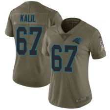 Women's Nike Carolina Panthers #67 Ryan Kalil Limited Olive 2017 Salute to Service NFL Jersey