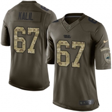 Youth Nike Carolina Panthers #67 Ryan Kalil Elite Green Salute to Service NFL Jersey