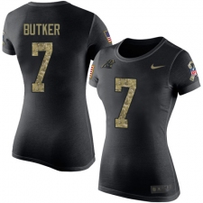 NFL Women's Nike Carolina Panthers #7 Harrison Butker Black Camo Salute to Service T-Shirt