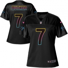 Women's Nike Carolina Panthers #7 Harrison Butker Game Black Fashion NFL Jersey