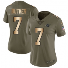 Women's Nike Carolina Panthers #7 Harrison Butker Limited Olive/Gold 2017 Salute to Service NFL Jersey
