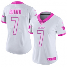 Women's Nike Carolina Panthers #7 Harrison Butker Limited White/Pink Rush Fashion NFL Jersey